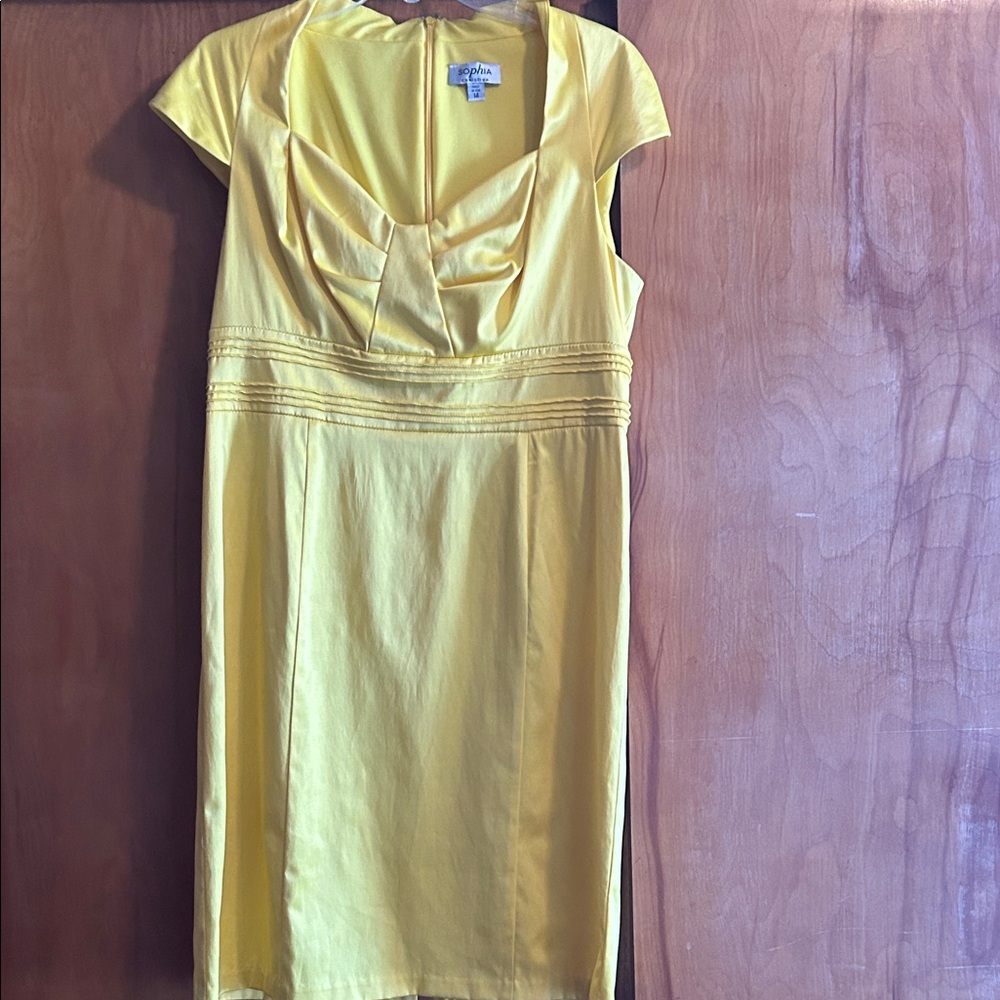 Ann Taylor Yellow Midi Dress with Cap Sleeves